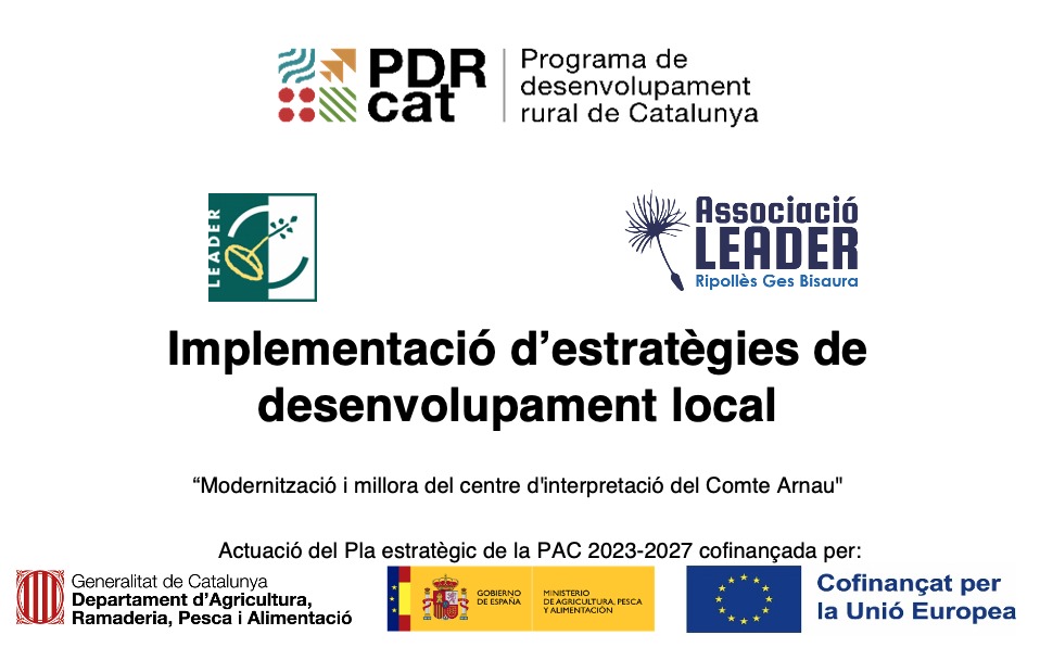 Logos de les entitats que donen suport al projecte de "modernització i millora del centre d'interpretació del Comte Arnau"